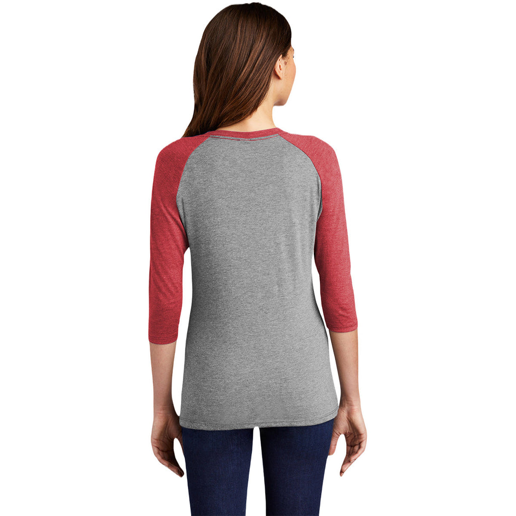 District Women's Red Frost/ Grey Frost Perfect Tri 3/4-Sleeve Raglan