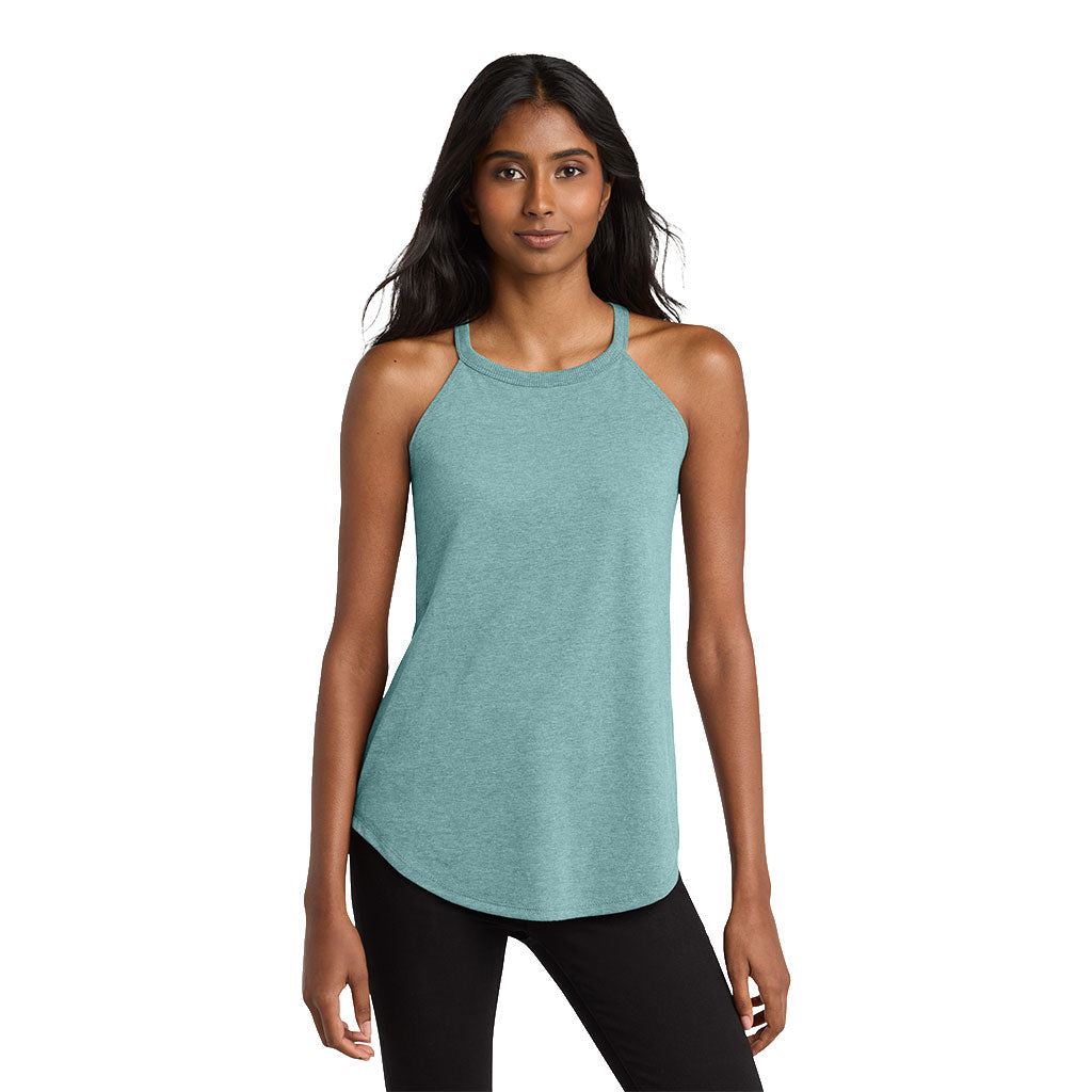 District Women's Heathered Eucalyptus Blue Perfect Tri Rocker Tank