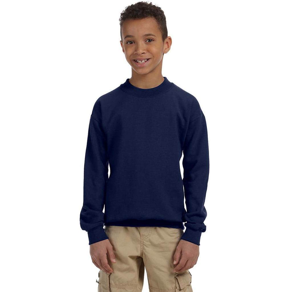 Gildan Youth Navy Heavy Blend 8 oz. 50/50 Fleece Crew