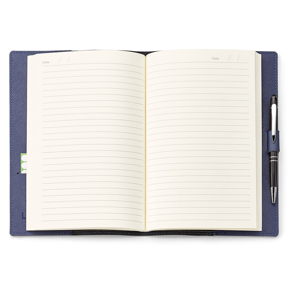 Spector & Co. Blue Toscano Genuine Leather Refillable Notebook (Pen Included)