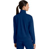 Grey's Anatomy Women's Indigo Four Pocket Zip Front Collar Ease Warm-Up Jacket
