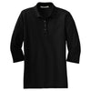 Port Authority Women's Black Silk Touch 3/4-Sleeve Polo