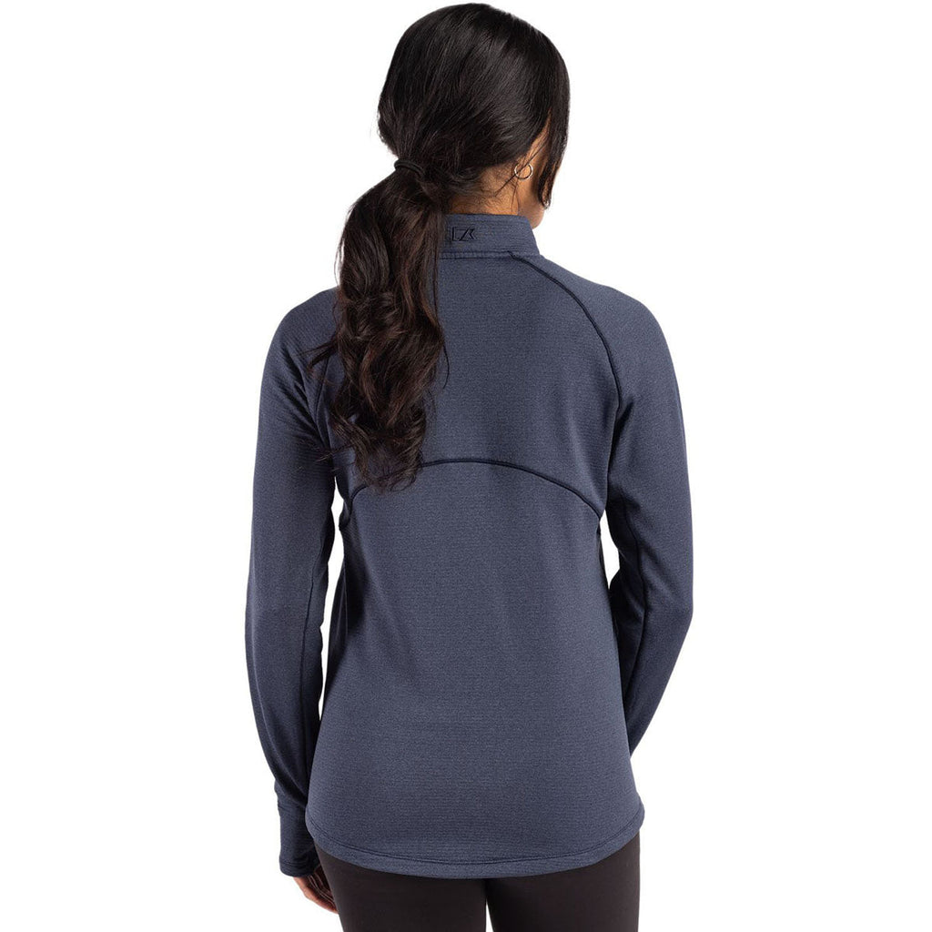 Cutter & Buck Women's Navy Blue Heather Peshastin Fleece Recycled Full Zip Jacket