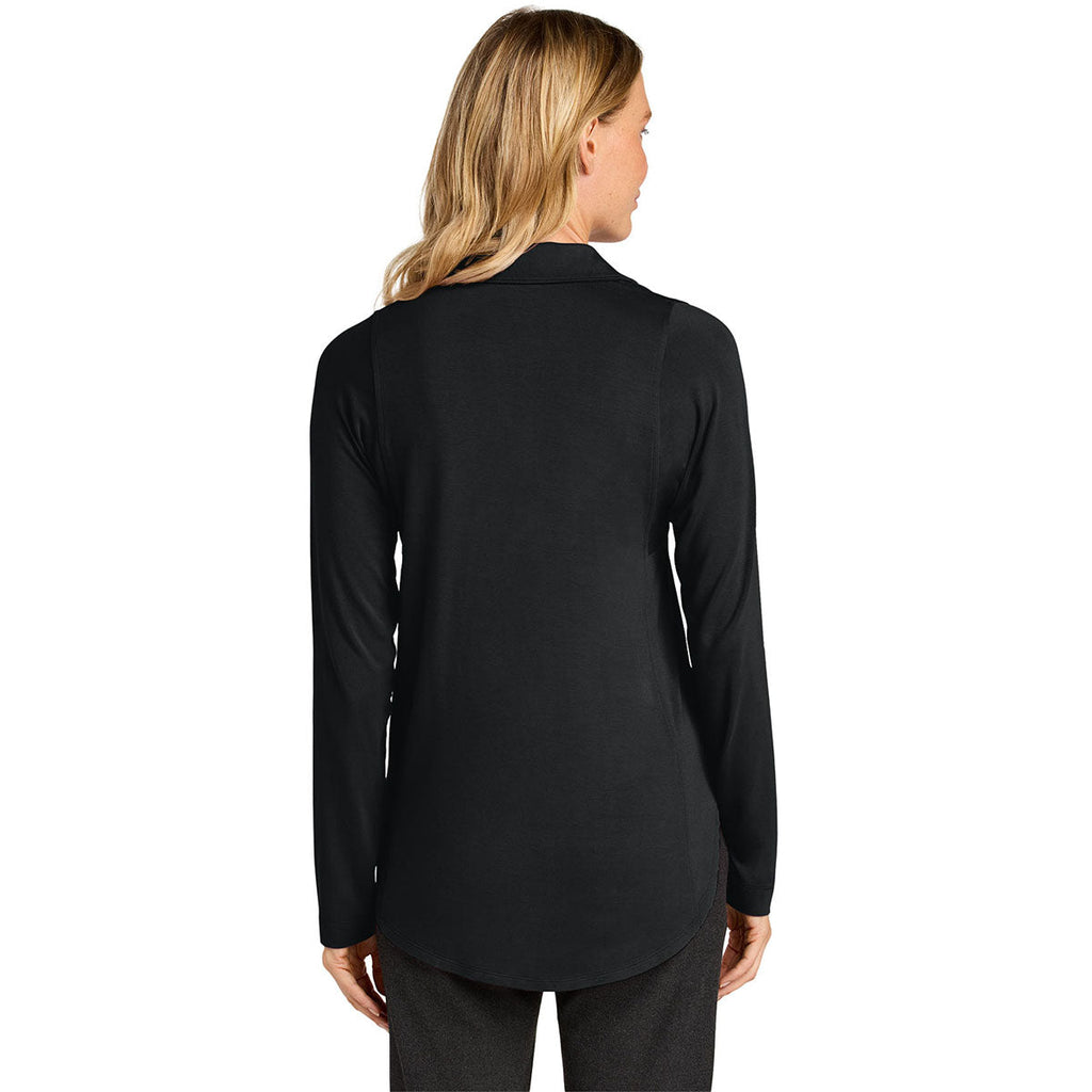 Port Authority Women's Deep Black Luxe Knit Button Tunic