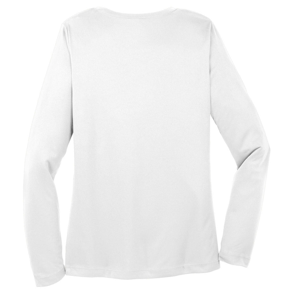 Sport-Tek Women's White Long Sleeve PosiCharge Competitor V-Neck Tee