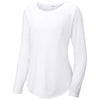 Sport-Tek Women's White Triad Solid PosiCharge Long Sleeve Tri-Blend Wicking Scoop Neck Raglan Tee