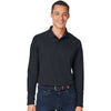 Harriton Men's Black Charge Snag and Soil Protect Long Sleeve Polo