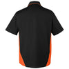 Harriton Men's Black/Team Orange Flash Colorblock Short Sleeve Shirt