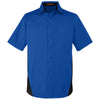 Harriton Men's True Royal/Black Flash Colorblock Short Sleeve Shirt