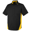 Harriton Men's Black/Sunray Yellow Tall Flash Colorblock Short Sleeve Shirt