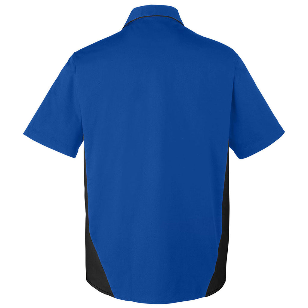 Harriton Men's True Royal/Black Tall Flash Colorblock Short Sleeve Shirt