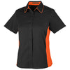 Harriton Women's Black/Team Orange Flash Colorblock Short Sleeve Shirt