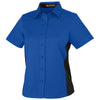 Harriton Women's True Royal/Black Flash Colorblock Short Sleeve Shirt