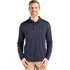 Cutter & Buck Men's Navy Blue Coastline Epic Comfort Recycled Long Sleeve Polo