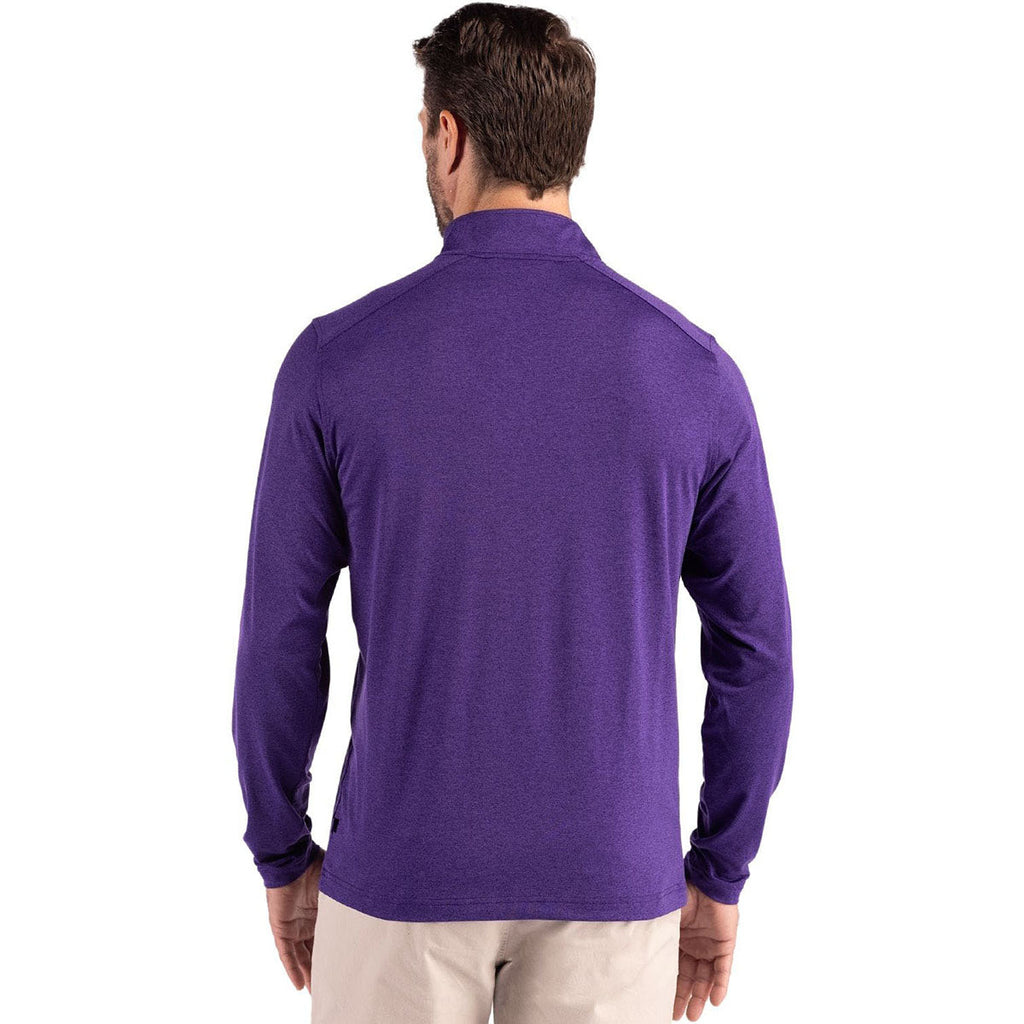 Cutter & Buck Men's College Purple Coastline Epic Comfort Recycled Quarter Zip