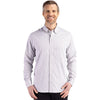 Cutter & Buck Men's Concrete/White Skyline Epic Confidence Recycled Gingham Long Sleeve Dress Shirt