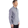 Cutter & Buck Men's Navy Blue/White Skyline Epic Confidence Recycled Gingham Long Sleeve Dress Shirt