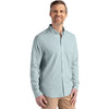 Cutter & Buck Men's Hunter/White Skyline Epic Confidence Recycled Pinstripe Long Sleeve Dress Shirt
