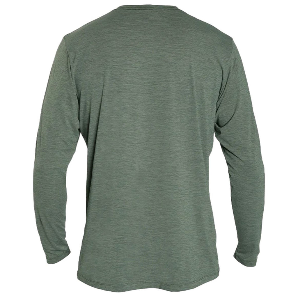ANETIK Men's Dark Olive Heathered Low Pro Tech Long Sleeve T-Shirt