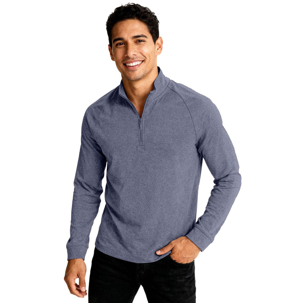 Clique Men's Navy Heather Dash Recycled Quarter Zip Pullover