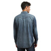 Wrangler Men's Blue Denim Retro Long Sleeve Western Shirt
