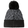 New Era Black/Graphite/White Marled Knit Pom Beanie