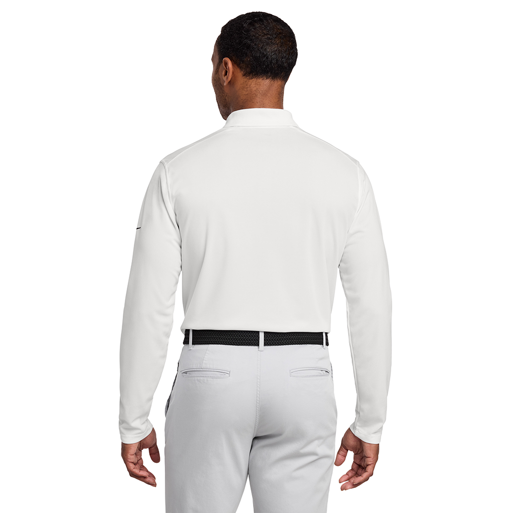 Nike White Dri-FIT Micro Pique 2.0 Long Sleeve Polo