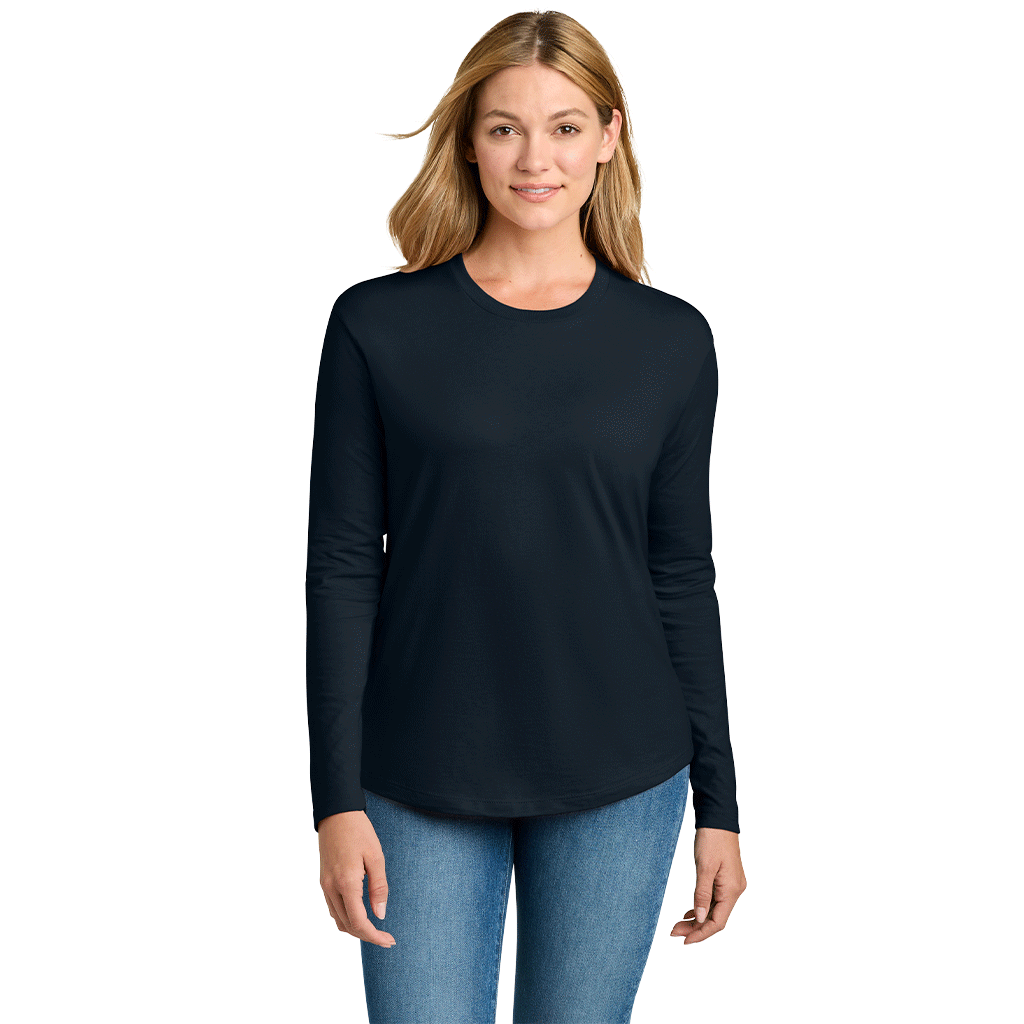 Next Level Women's Midnight Navy Cotton Relaxed Long Sleeve Tee