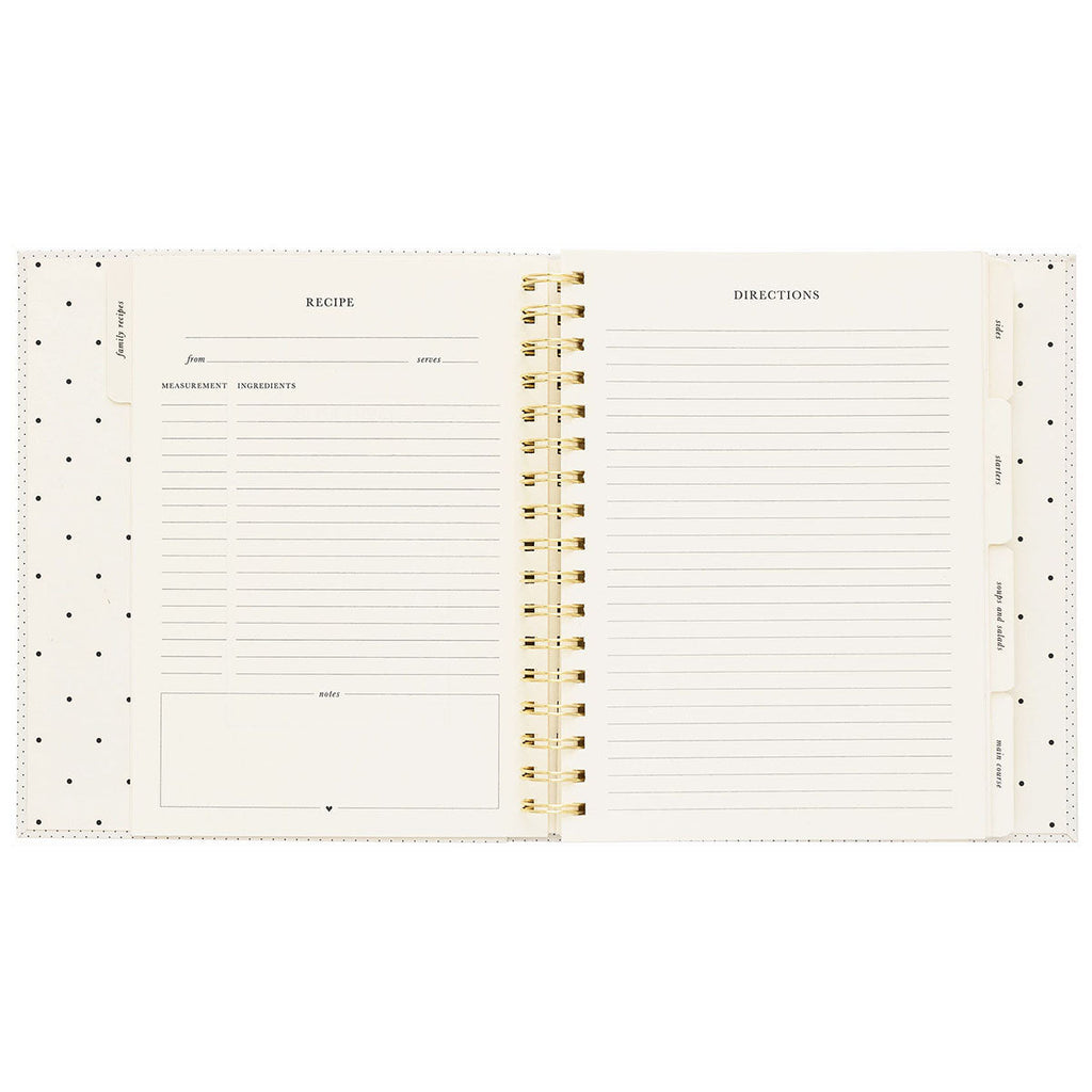 Sugar Paper Off White and Black Dot Recipe Book