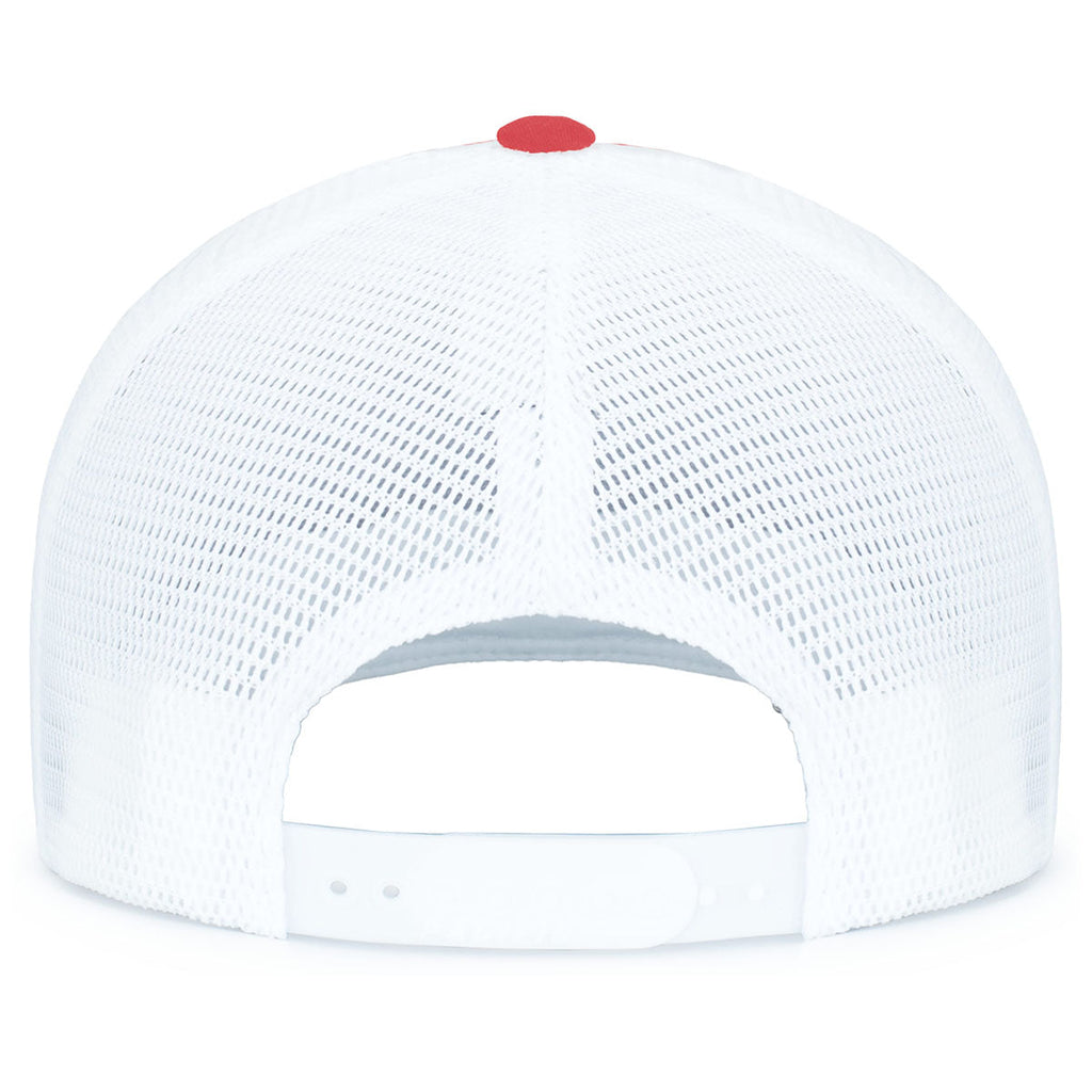 Pacific Headwear Red/White/RedContrast Stitch Trucker Pacflex Snapback Cap