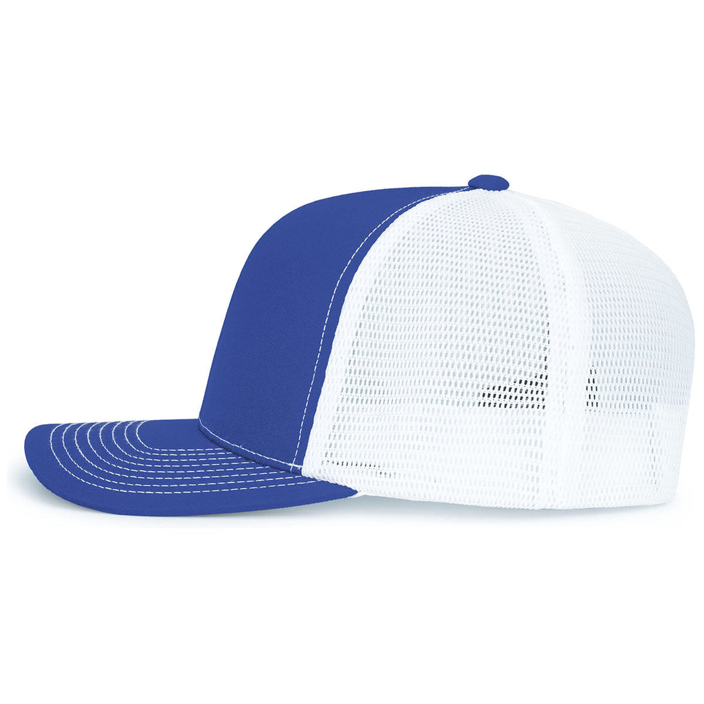 Pacific Headwear Royal/White/RoyalContrast Stitch Trucker Pacflex Snapback Cap