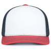 Pacific Headwear White/Navy/RedContrast Stitch Trucker Pacflex Snapback Cap