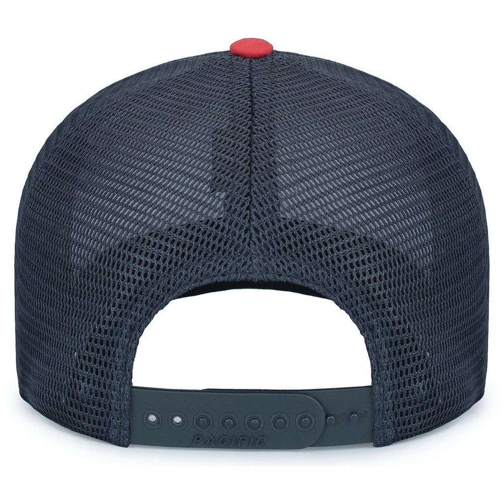 Pacific Headwear White/Navy/RedContrast Stitch Trucker Pacflex Snapback Cap