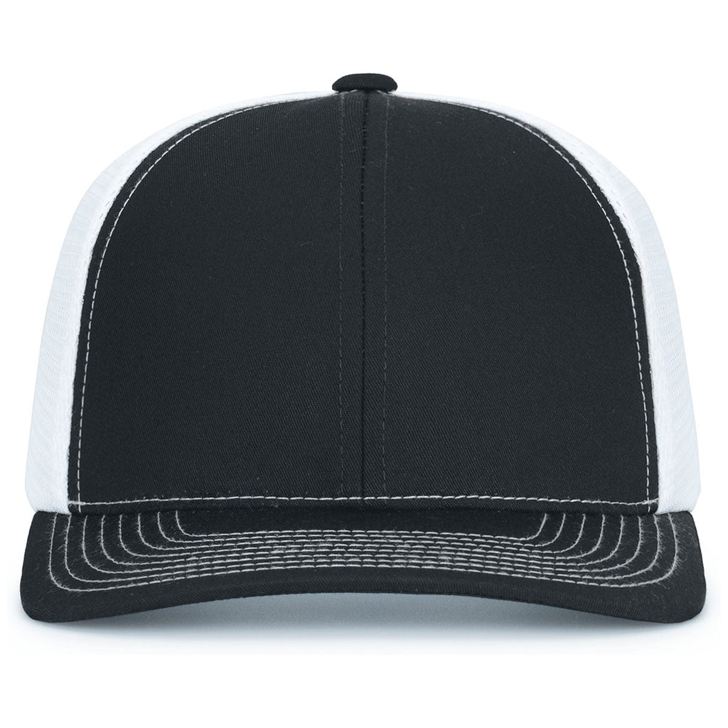 Pacific Headwear Black/White/BlackContrast Stitch Trucker Pacflex Snapback Cap