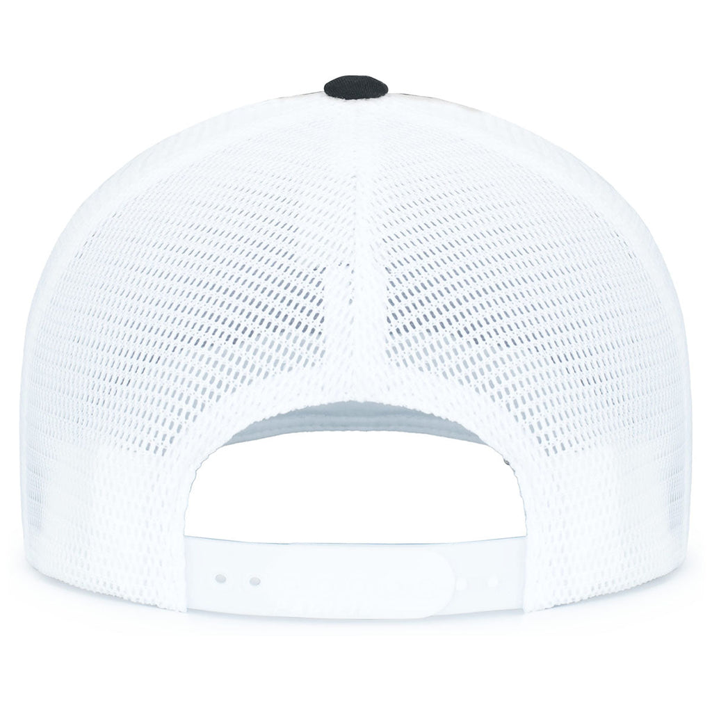Pacific Headwear Black/White/BlackContrast Stitch Trucker Pacflex Snapback Cap