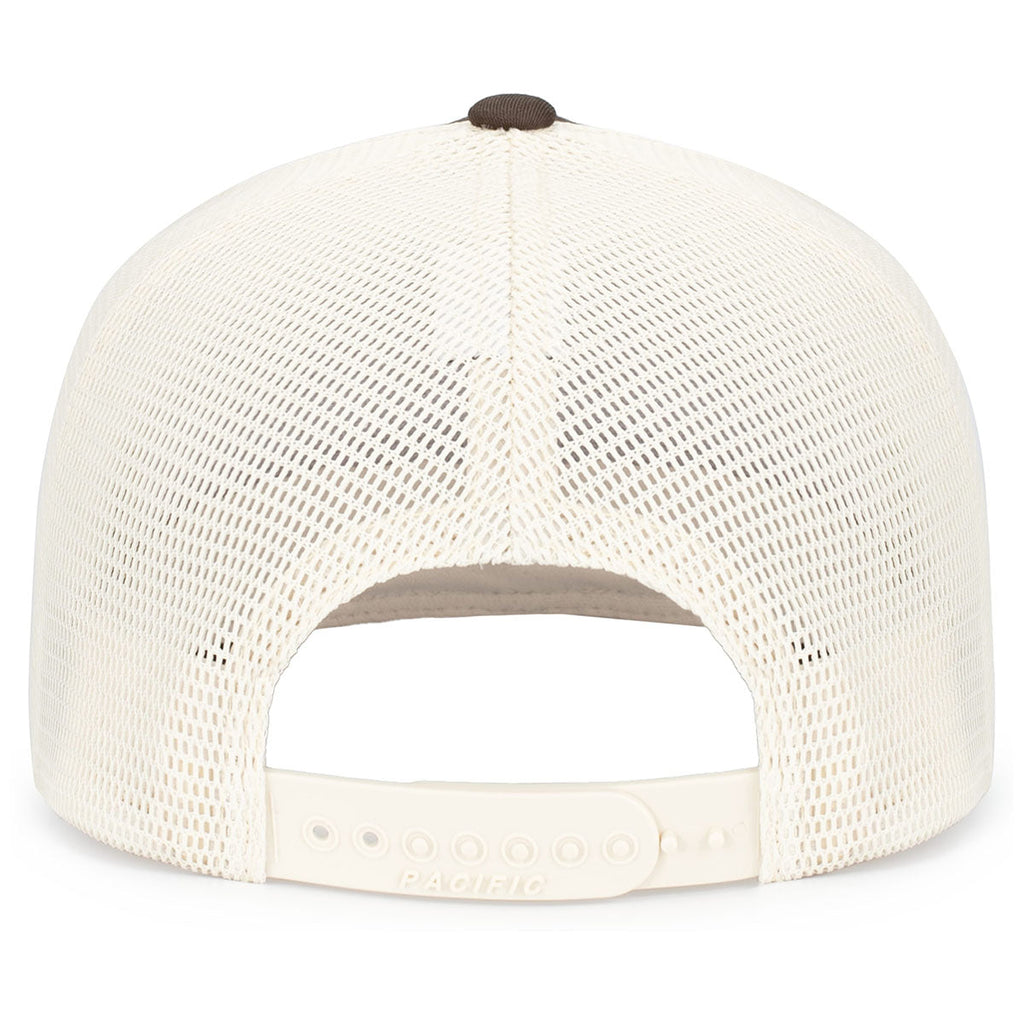 Pacific Headwear Grey Brown/Beige/Grey BrownContrast Stitch Trucker Pacflex Snapback Cap