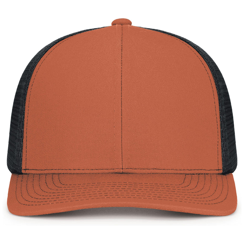 Pacific Headwear Rust/Light Charcoal/RustContrast Stitch Trucker Pacflex Snapback Cap