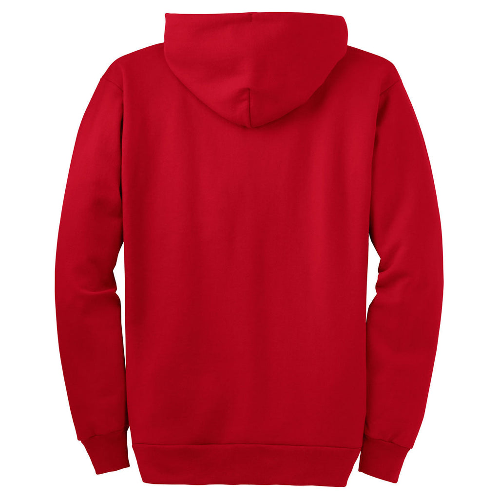 Port & Company Men's Red Essential Fleece Full-Zip Hooded Sweatshirt
