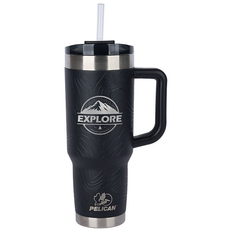 Pelican Porter Black 40 oz. Topographical Recycled Double Wall Stainless Steel Travel Tumbler