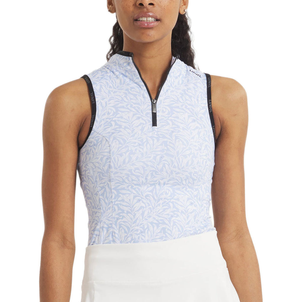 UNRL Women's Botanical Blue Performa Sleeveless Polo