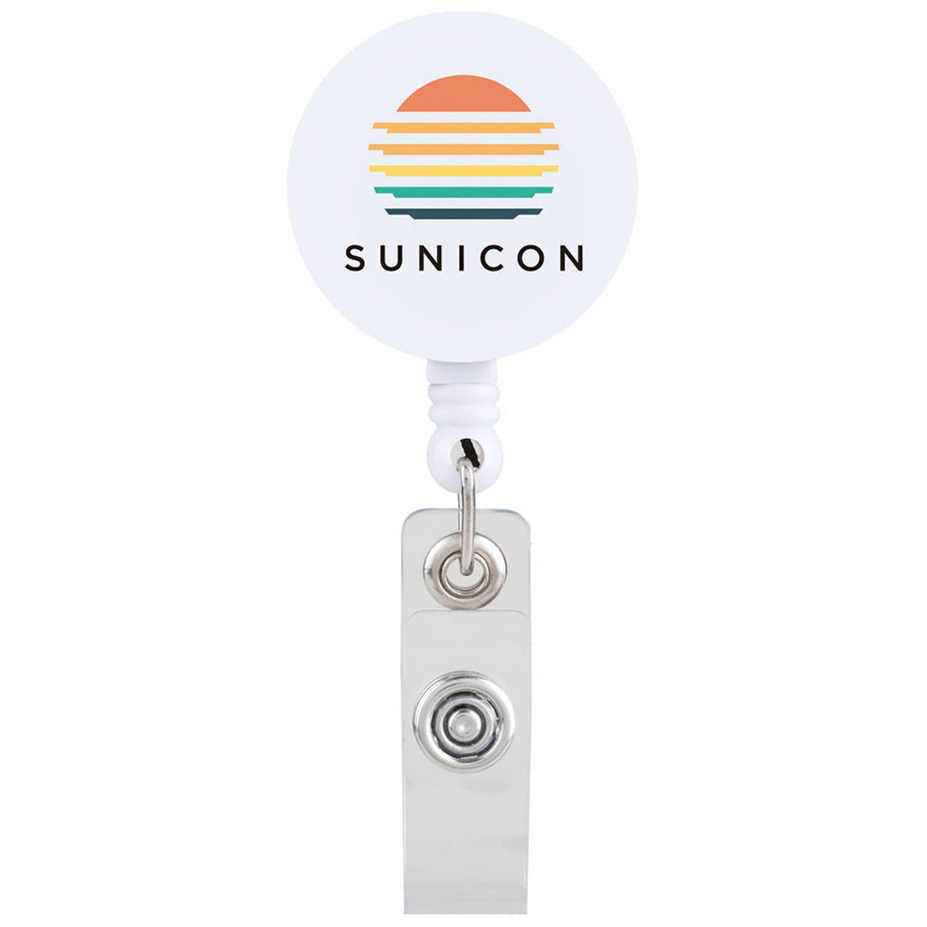Beacon White Id Buddy Round Retractable Swivel Badge Reel