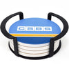 Beacon 4 Pc. Round Ceramic Coaster Set In Black Metal Stand