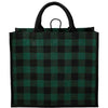 Bullet Green Buffalo Plaid Printed Jute Tote
