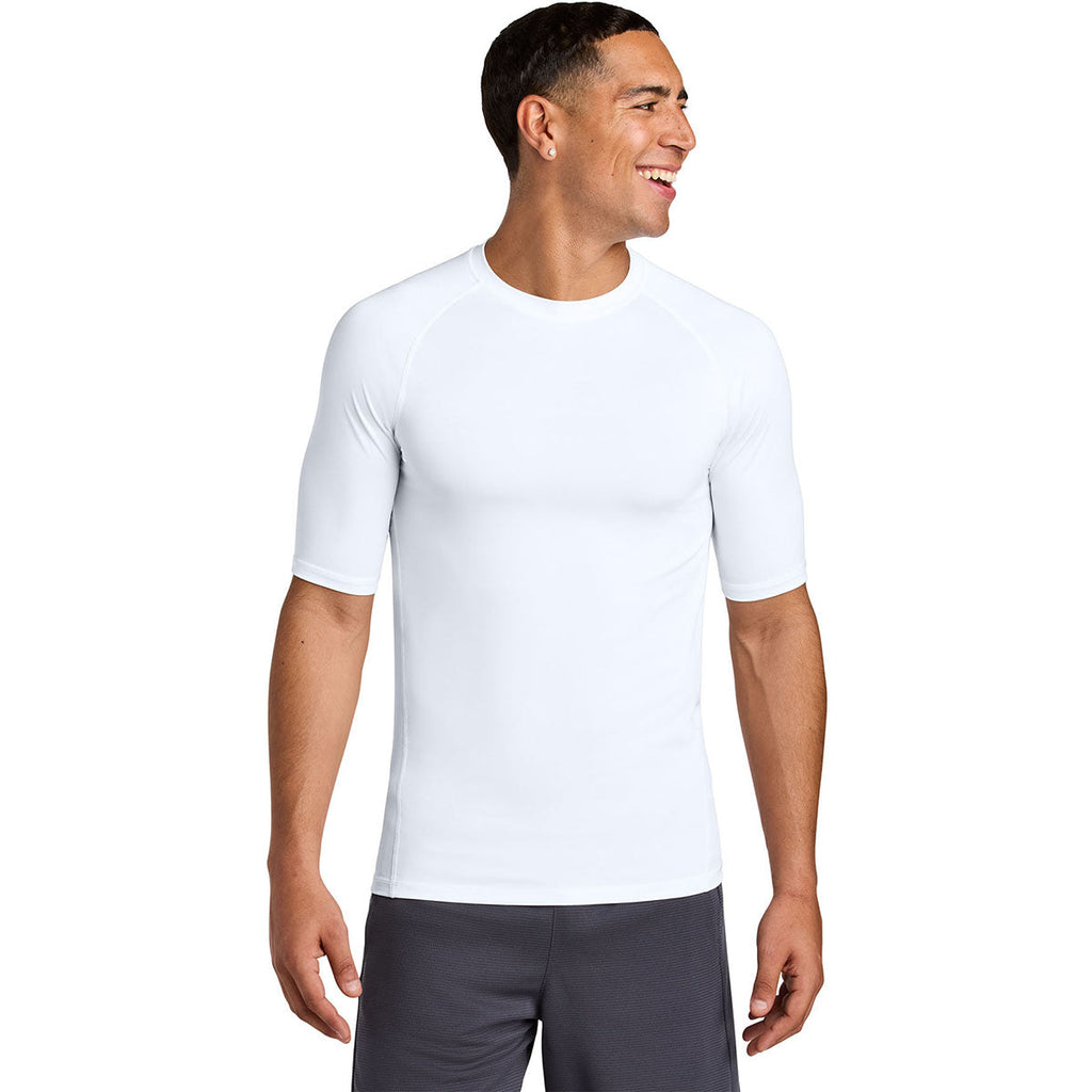 Sport-Tek Men's White PosiCharge Compression 1/2-Sleeve Tee