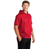 Sport-Tek Men's Deep Red Sport-Wick Fleece Short Sleeve Pullover Hoodie