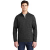 Sport-Tek Men's Black Heather Triumph Quarter Zip Pullover