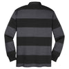 Sport-Tek Men's Black/Graphite Grey Classic Long Sleeve Rugby Polo