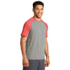 Sport-Tek Men's True Red Heather/Light Grey Heather PosiCharge Tri-Blend Wicking Raglan Tee