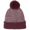 Sport-Tek Maroon/Silver Halftime Heather Pom Beanie