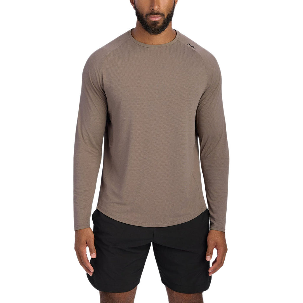 UNRL Men's Taupe Streamline Performance Long Sleeve